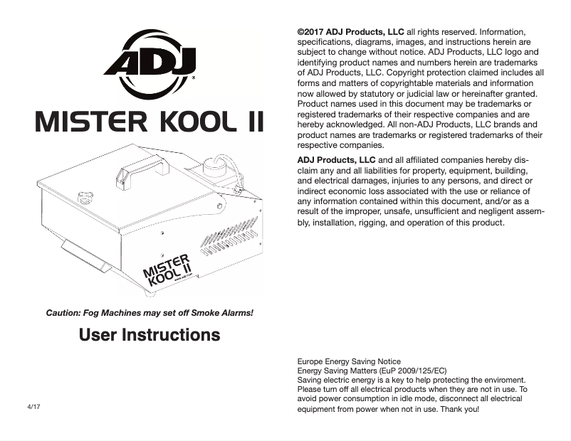 Page 1 of the manual User Manual American DJ Mister Kool II