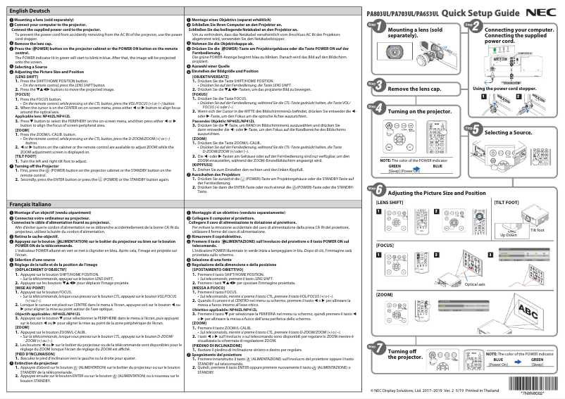 Page 1 of the manual User Manual NEC PA803UL