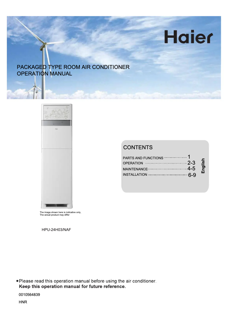 Page 1 of the manual User Manual Haier HPU-24H03/NAF