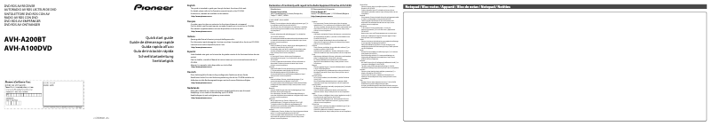 Page 1 of the manual Quick Start Guide Pioneer AVH-A200BT