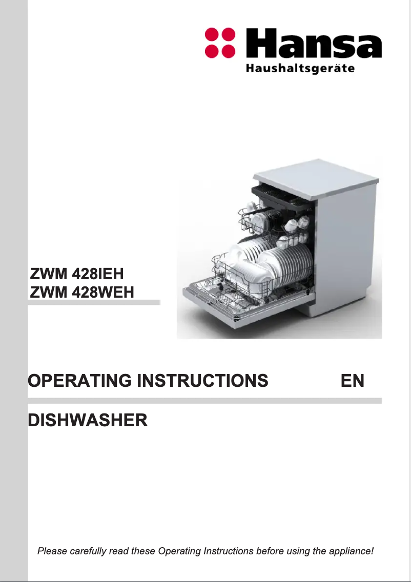 First page image of the manual for ZWM428WEH