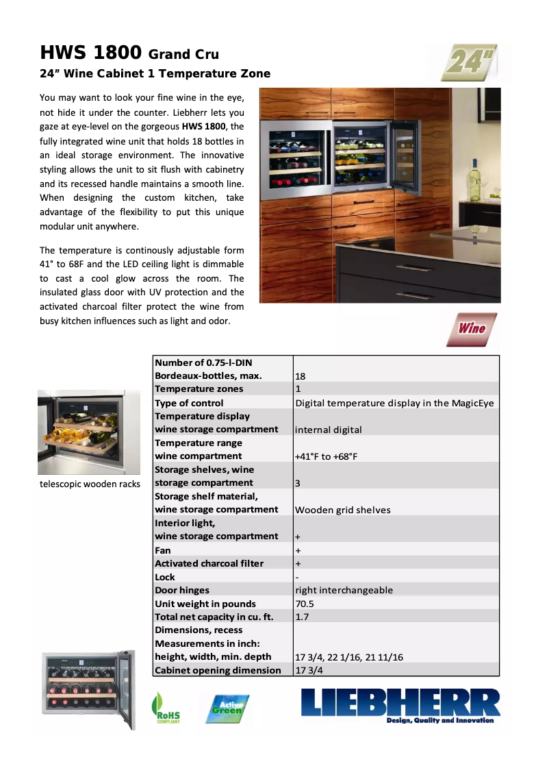Page 1 of the manual Technical Sheet Liebherr HWS-1800