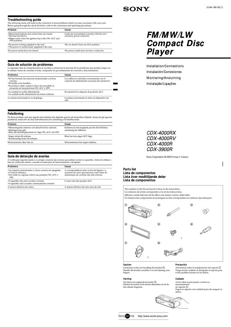 First page image of the manual for CDX-3900R