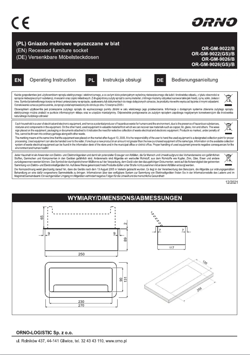 Page 1 of the manual User Manual ORNO OR-GM-9022