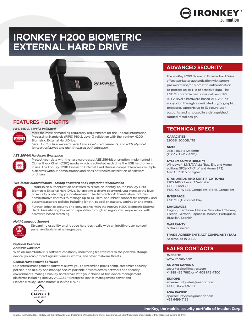 First page image of the manual for H200