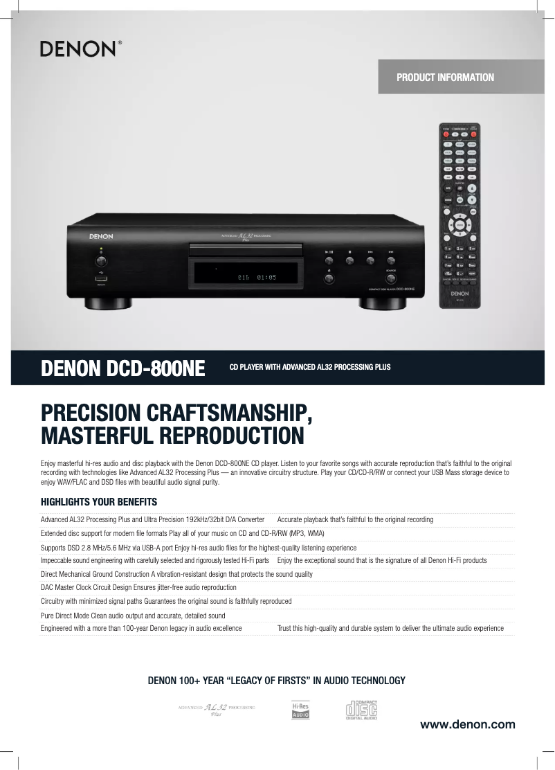 First page image of the manual for DCD-800NE
