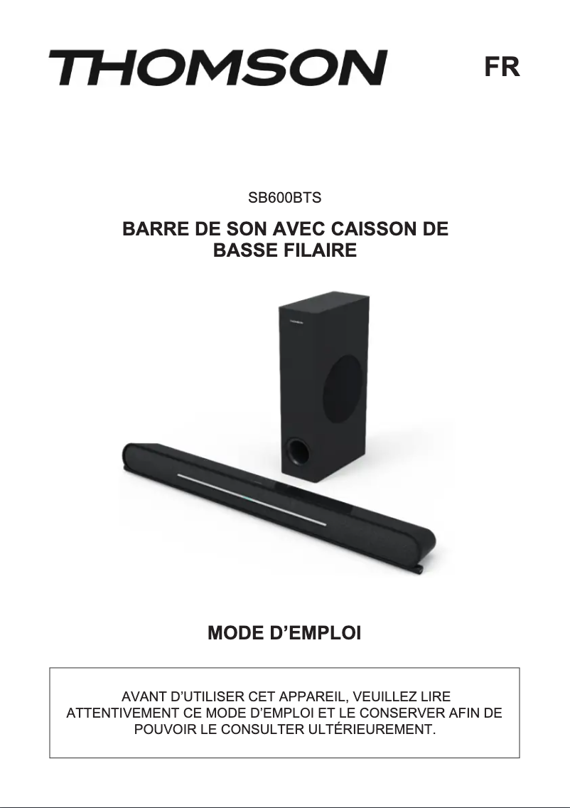 Image de la première page du manuel de l'appareil SB600BTS