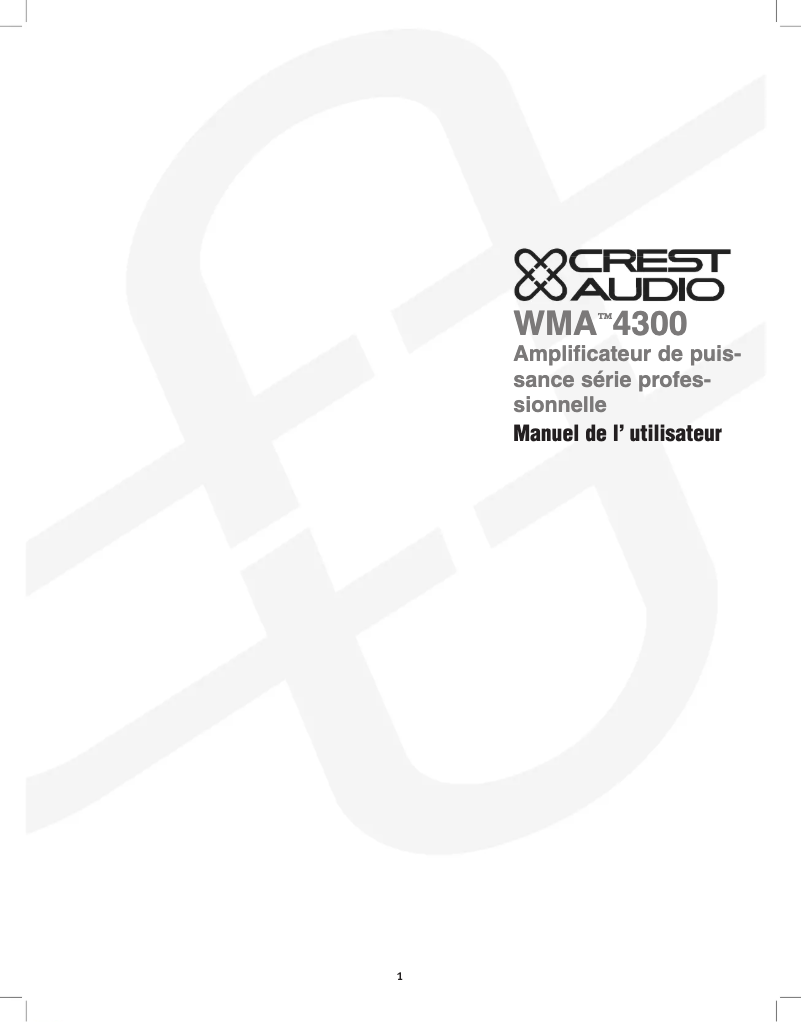 Page 1 of the manual User Manual Crest Audio WMA 4300