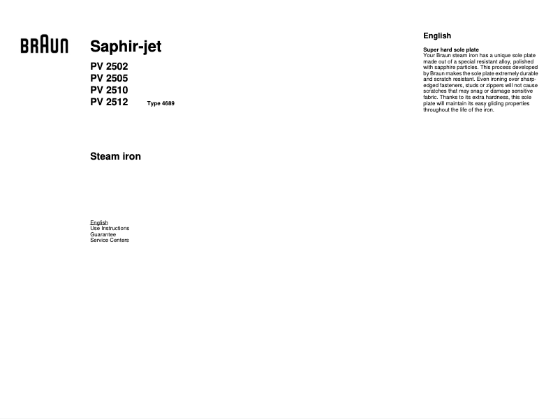 Page 1 of the manual User Manual Braun Saphir-Jet PV 2512