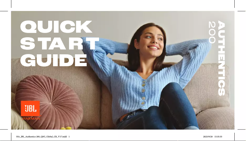 Page 1 of the manual Quick Start Guide JBL Authentics 200