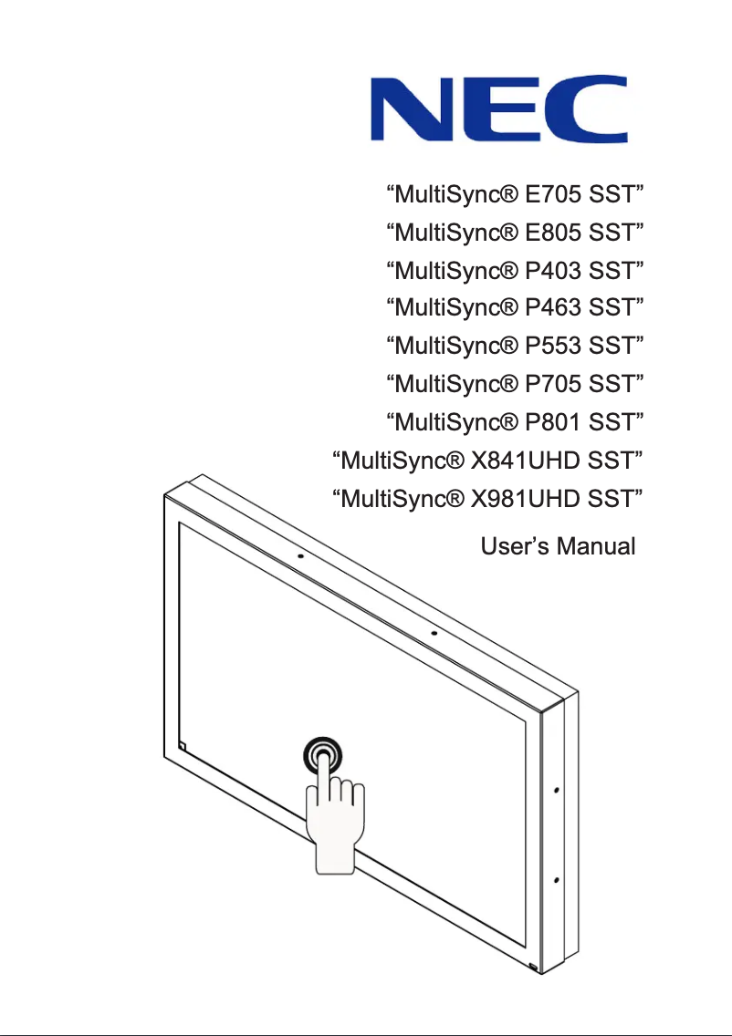 First page image of the manual for E705 SST