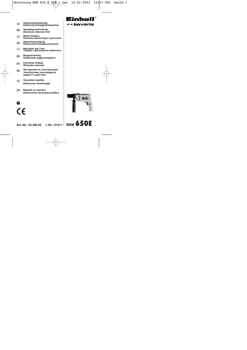 First page image of the manual for Bavaria BSM 650 E