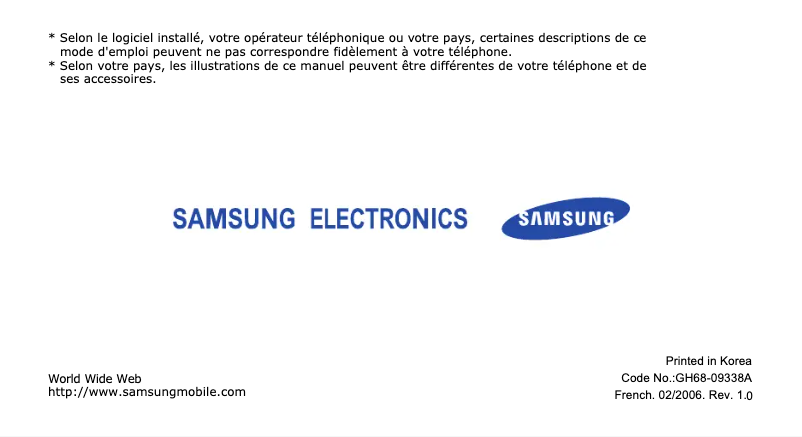 Page 1 of the manual User Manual Samsung SGH-X200