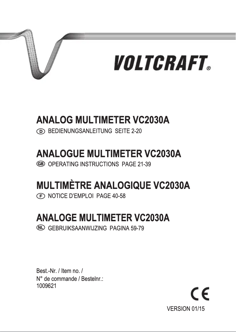 Page 1 of the manual User Manual Voltcraft VC-2030A
