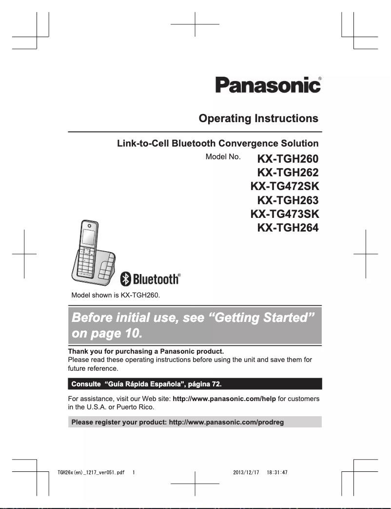 Page 1 of the manual User Manual Panasonic KX-TG473SK