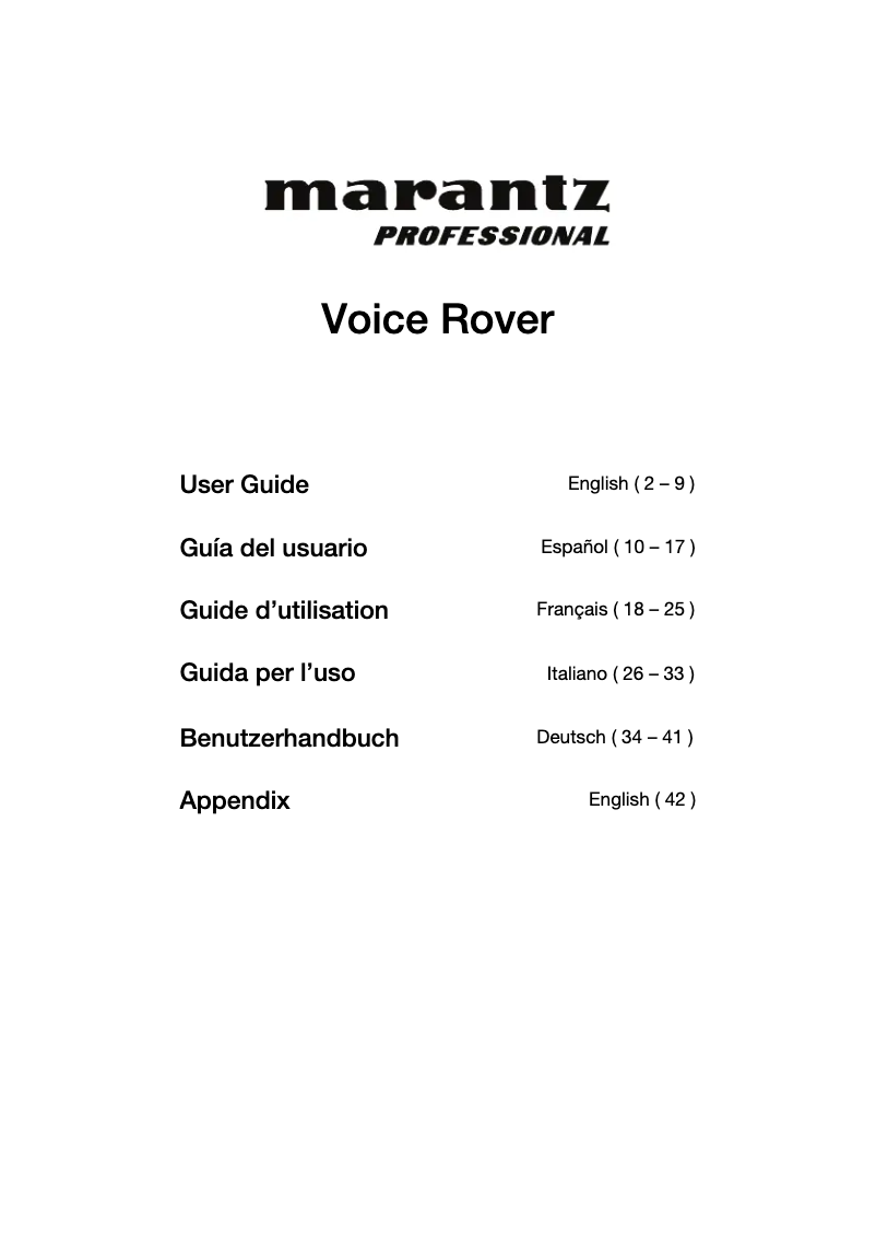 Page 1 of the manual User Manual Marantz Voice Rover