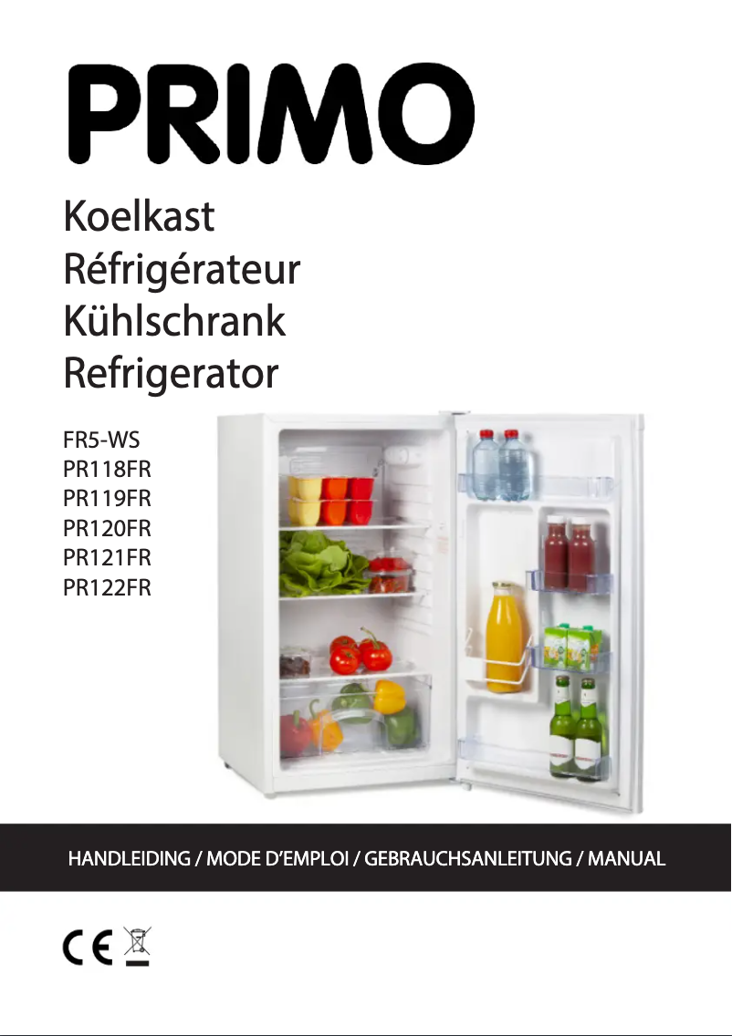 First page image of the manual for PR121FR