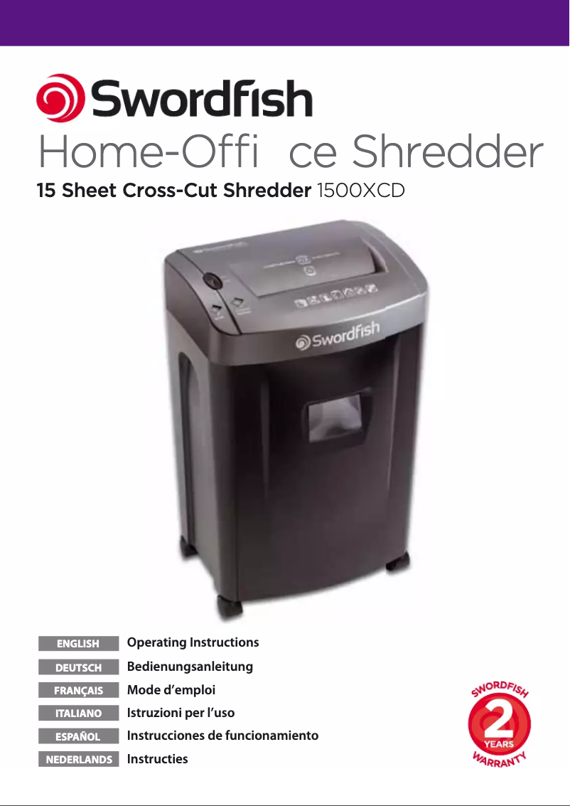 First page image of the manual for 1500XCD