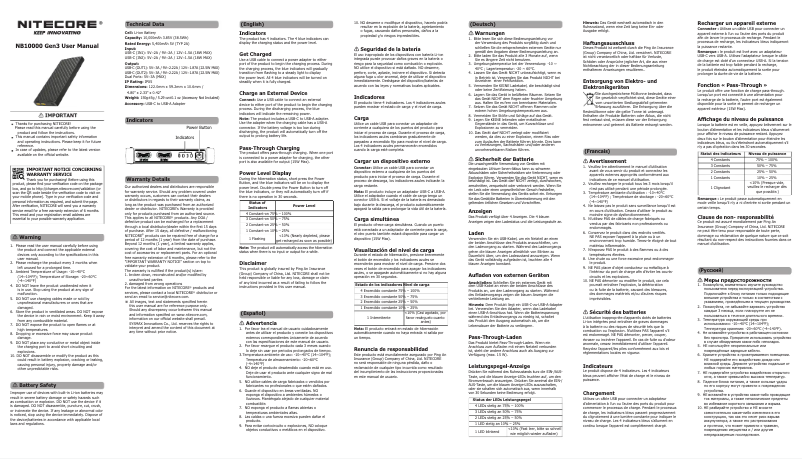 Page 1 of the manual User Manual Nitecore NB10000 Gen3