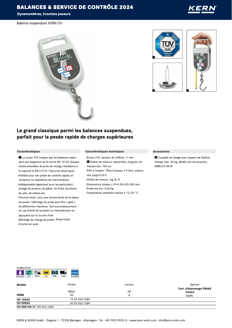 Page 1 of the manual Brochure Kern CH 50K50