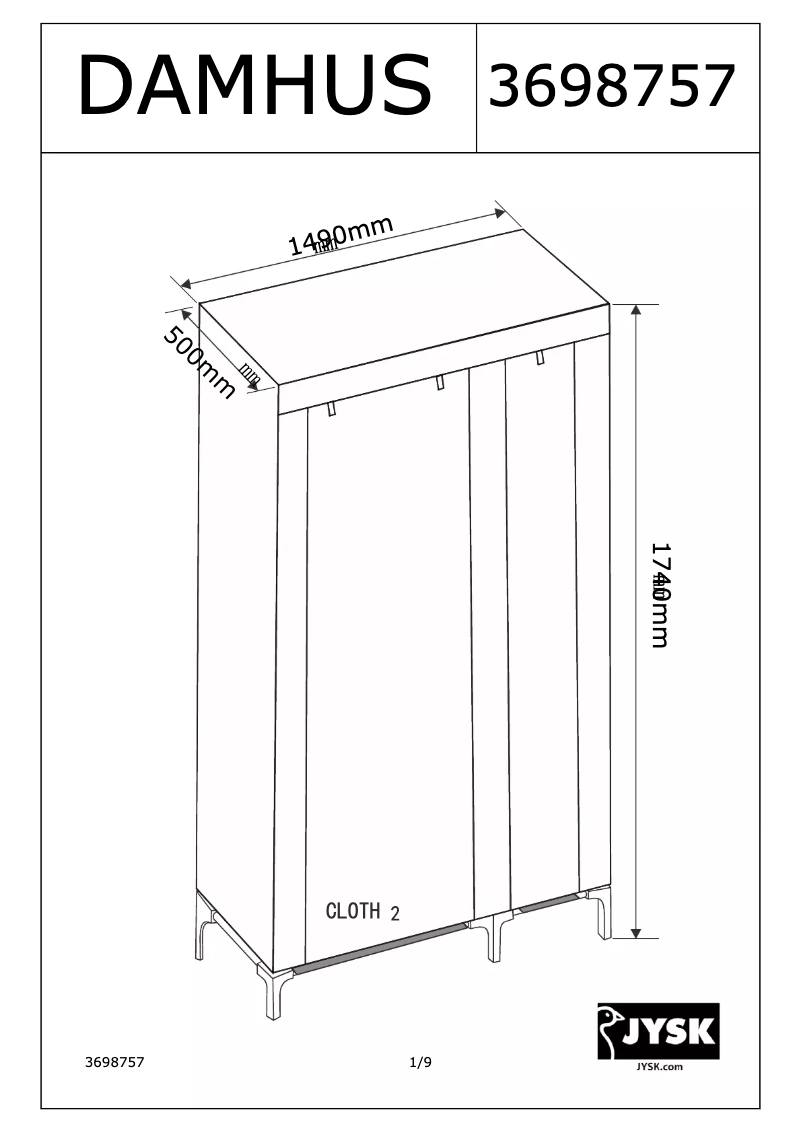 First page image of the manual for Damhus (149x174x50)