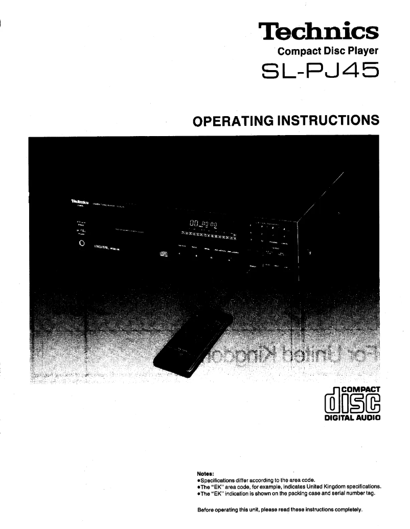 First page image of the manual for SL-PJ45