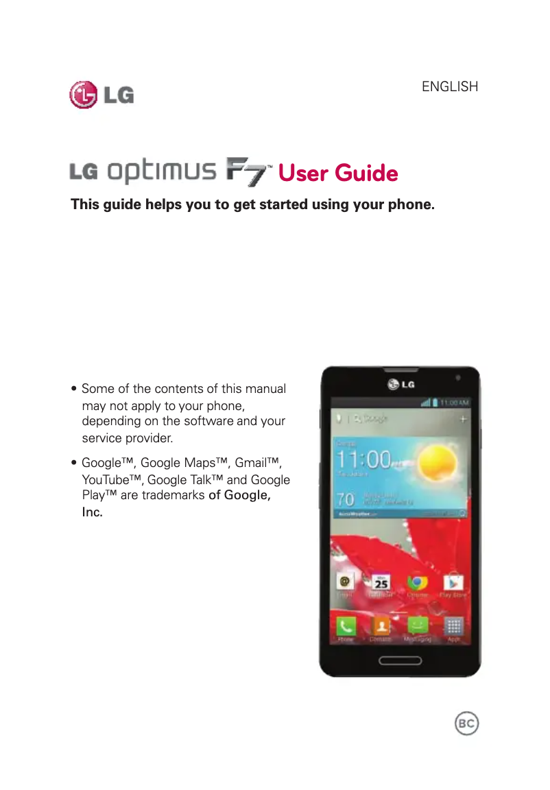 Page 1 of the manual User Manual LG Optimus F7