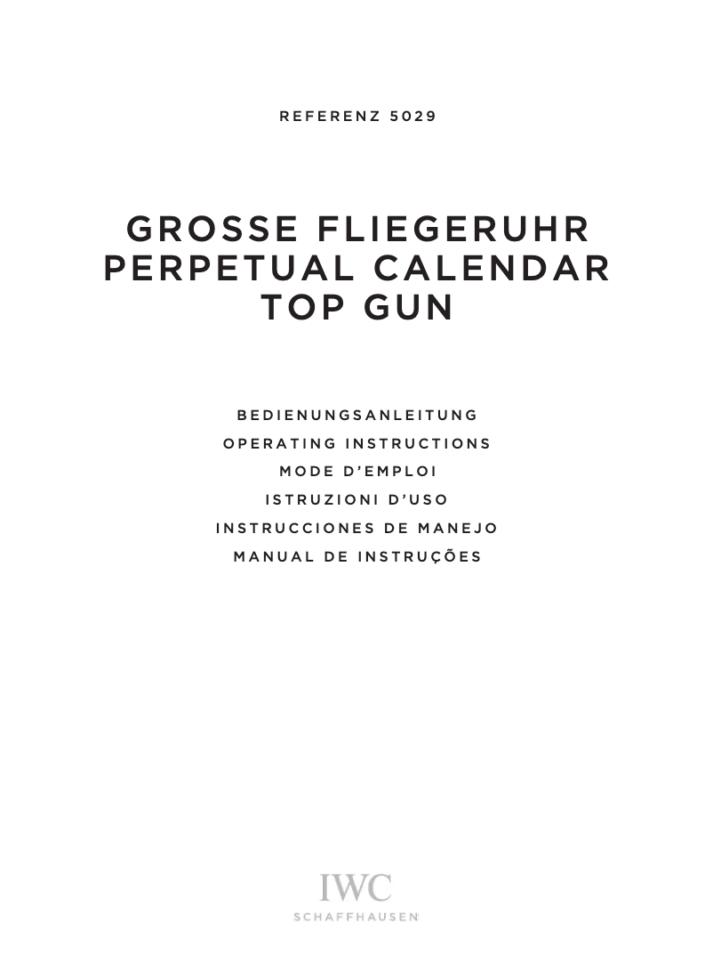 Page 1 of the manual User Manual IWC Big Piltor Perpetual Calendar 5029