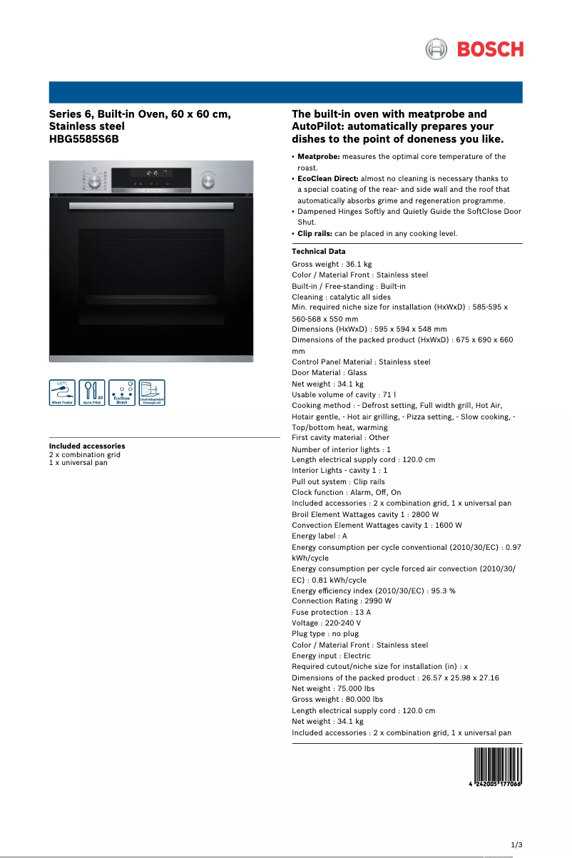 First page image of the manual for HBG5585S6B