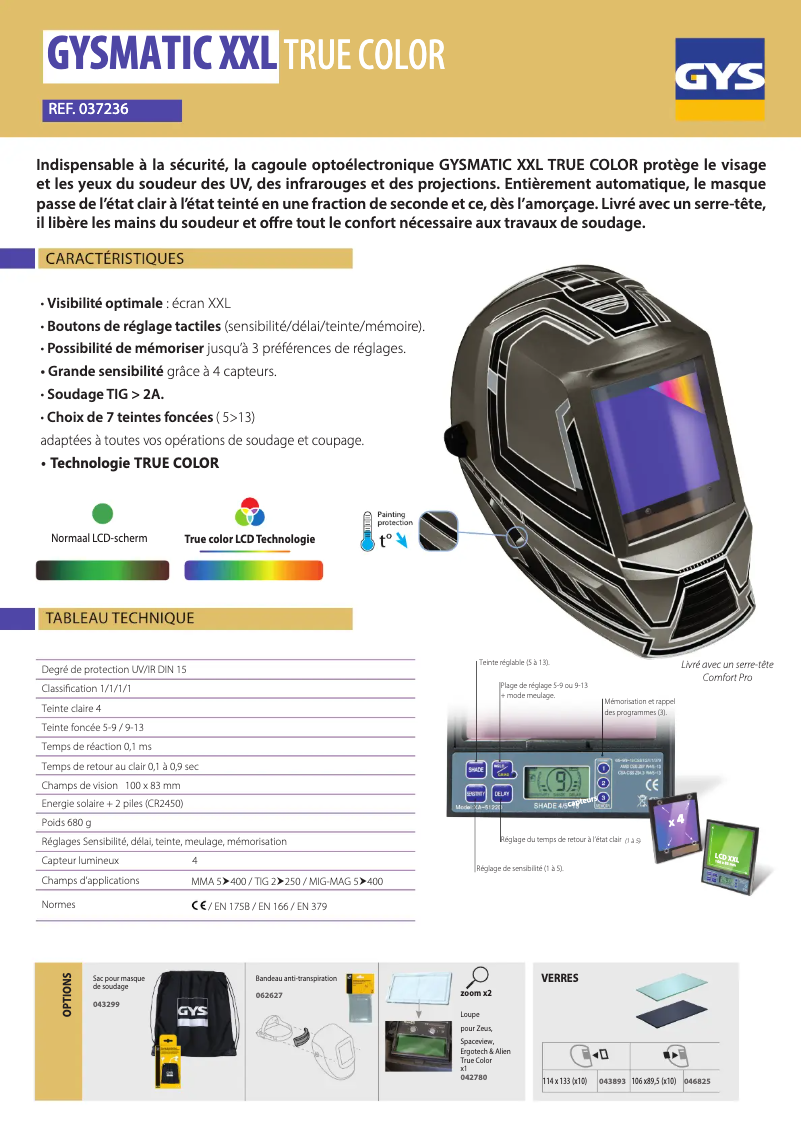Page 1 of the manual Technical Sheet GYS Gysmatic True Colour 5/13 XXL