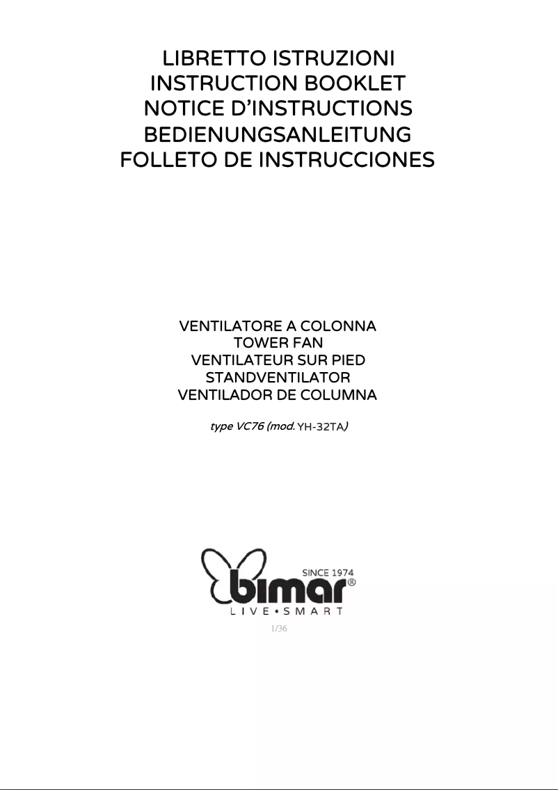 First page image of the manual for VC76