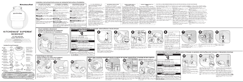 Page 1 of the manual Installation Guide KitchenAid KCDS100T