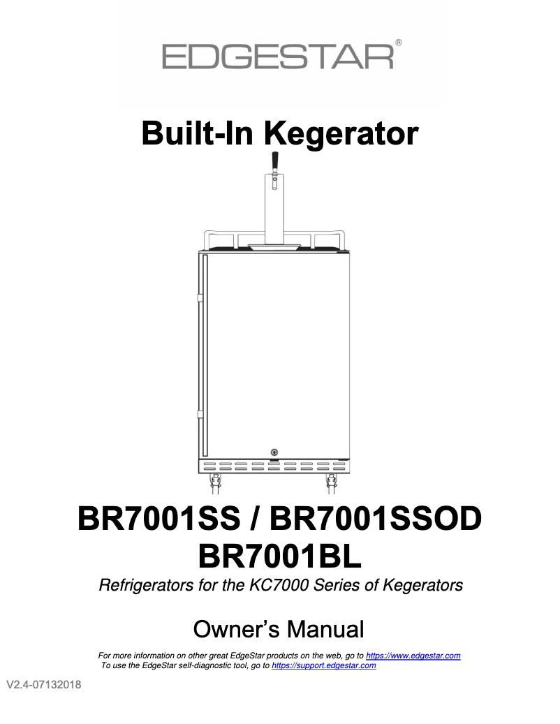 Page 1 of the manual Installation Guide EdgeStar BR7001SSOD