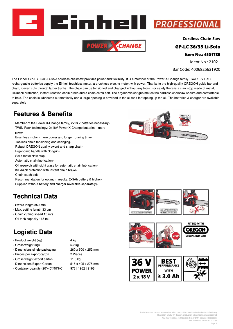 First page image of the manual for GP-LC 36/35 Li