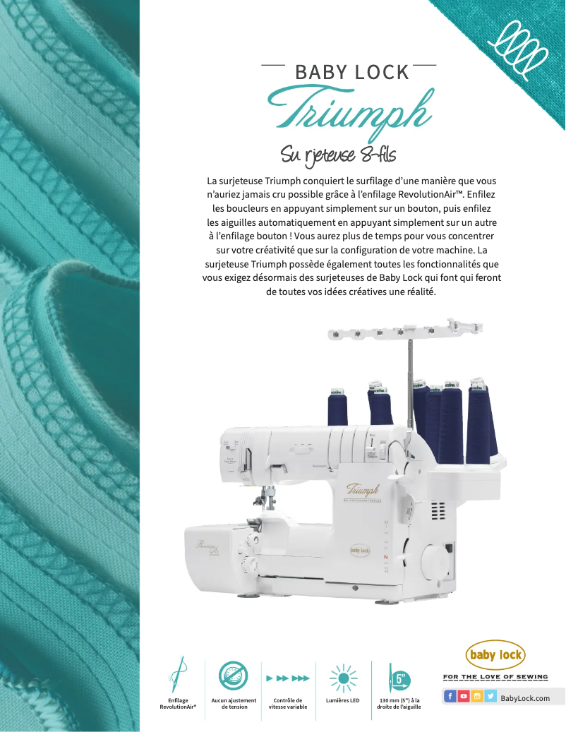 Page 1 of the manual Technical Sheet Baby Lock Triumph