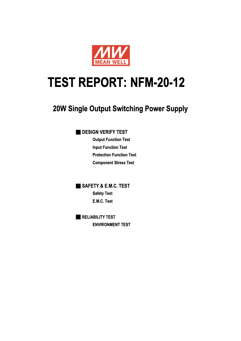 Page 1 of the manual Technical Sheet Mean Well NFM-20-12