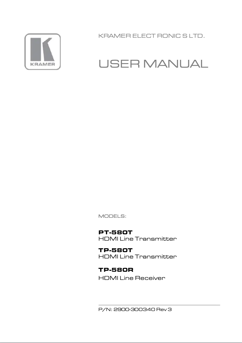 Page 1 de la notice Manuel utilisateur Kramer TP-580