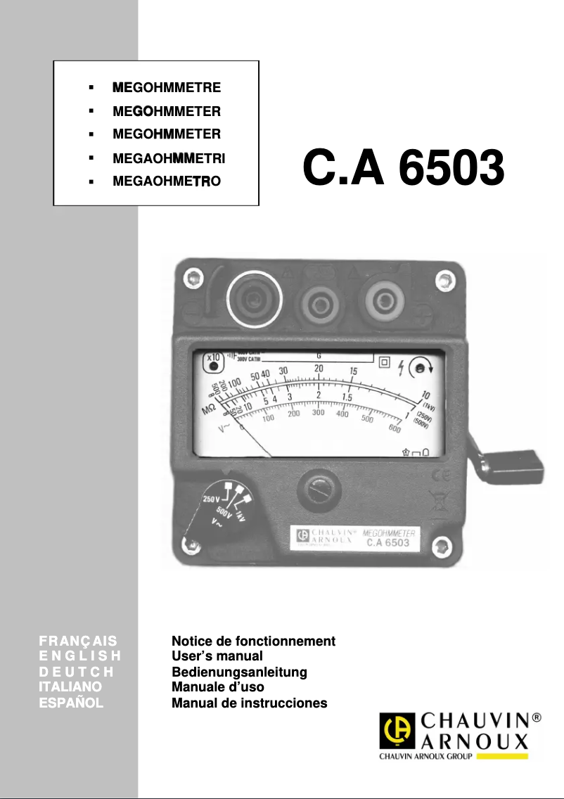 First page image of the manual for C.A 6503
