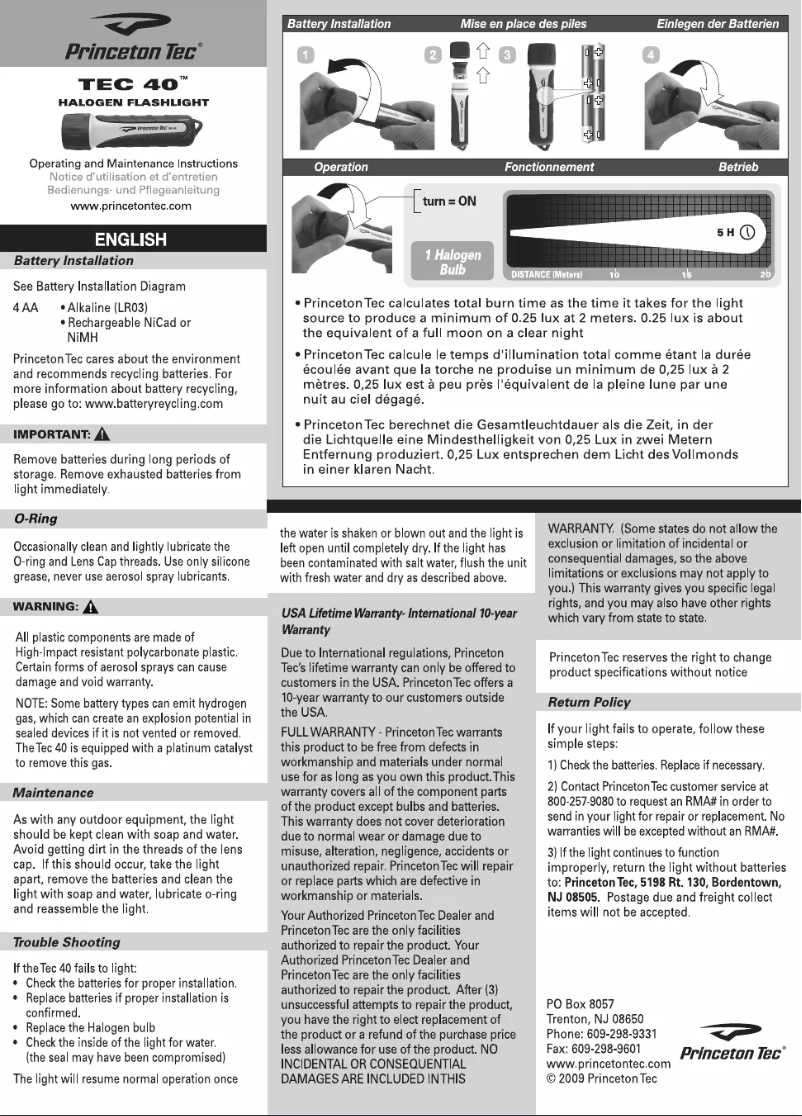 First page image of the manual for TEC 40