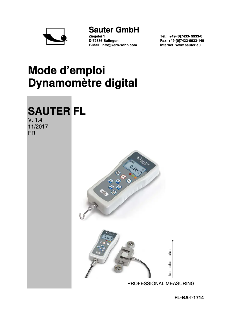 First page image of the manual for FL 1KG