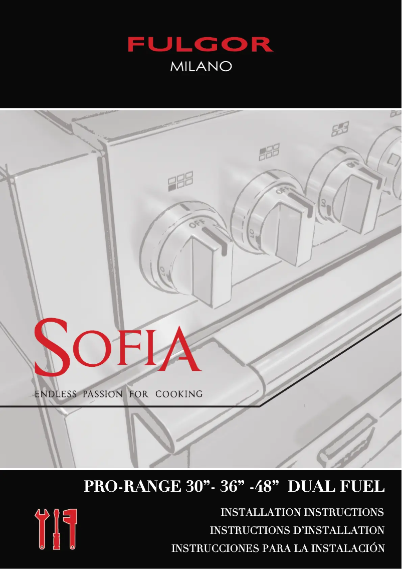 Page 1 of the manual Installation Guide Fulgor Milano F6PDF486GS1