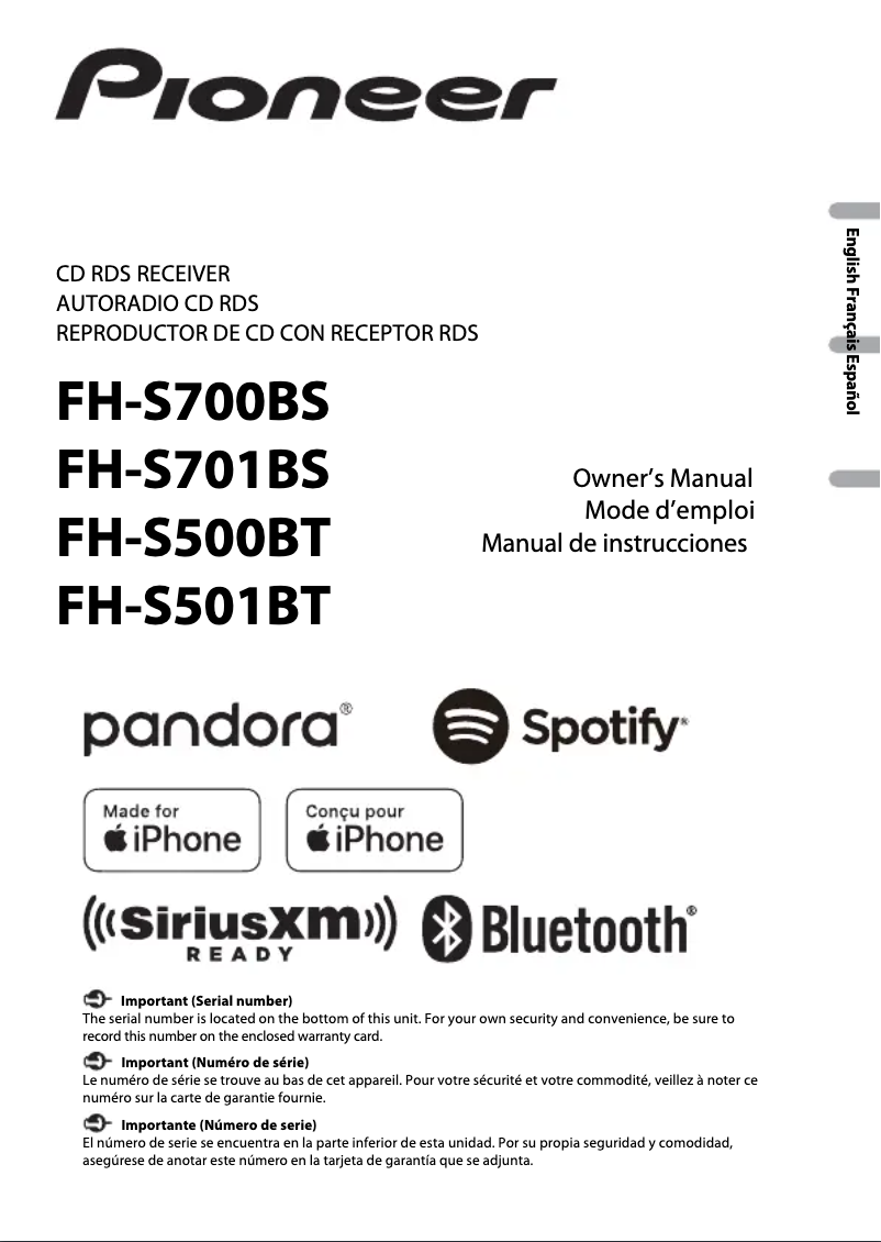 First page image of the manual for FH-S500BT