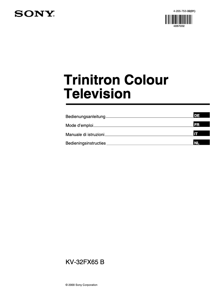 Page 1 of the manual User Manual Sony KV-32FX65B