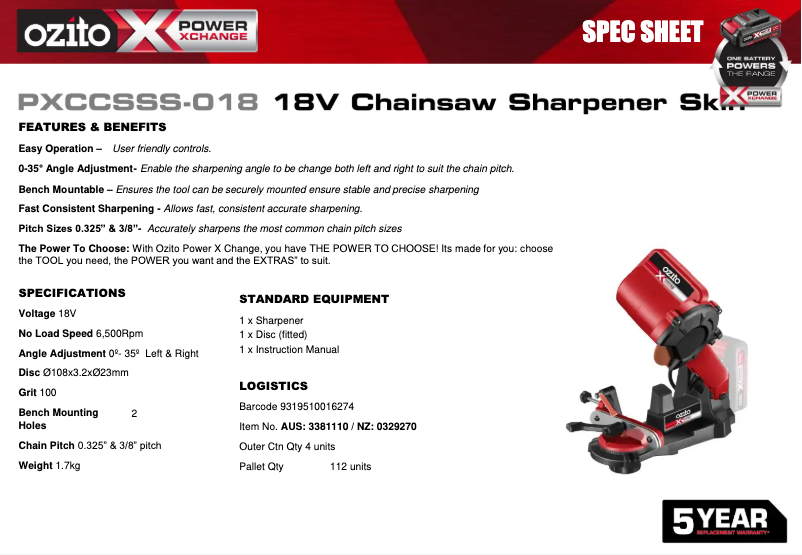 First page image of the manual for PXCCSSS-018