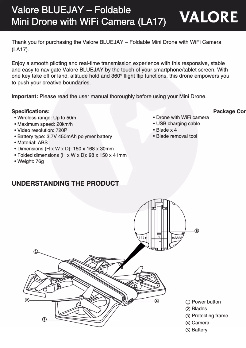 Page 1 of the manual User Manual Valore LA17