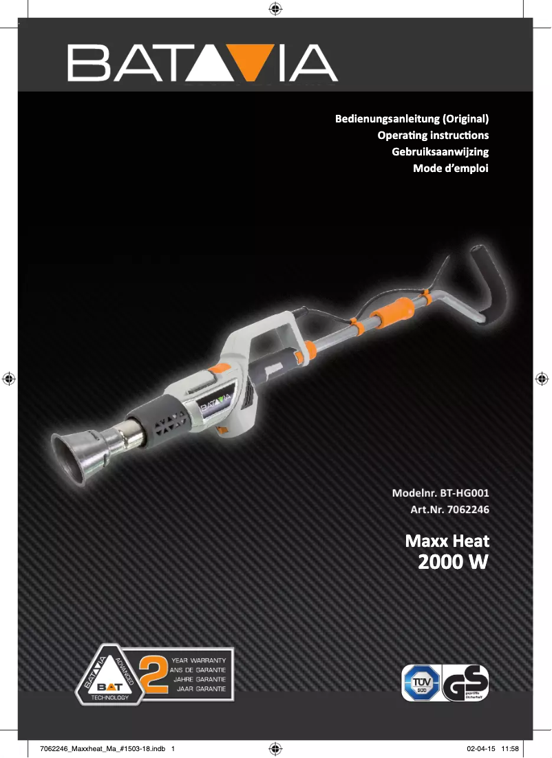 First page image of the manual for BT-HG001