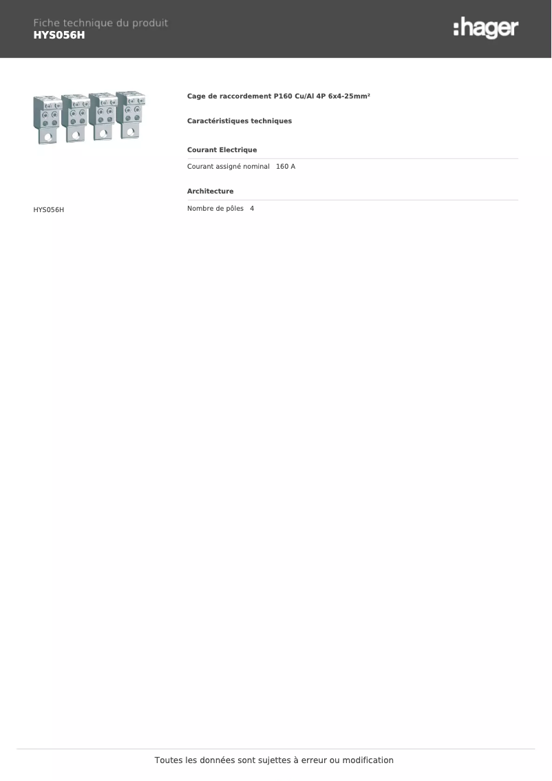 First page image of the manual for HYS056H