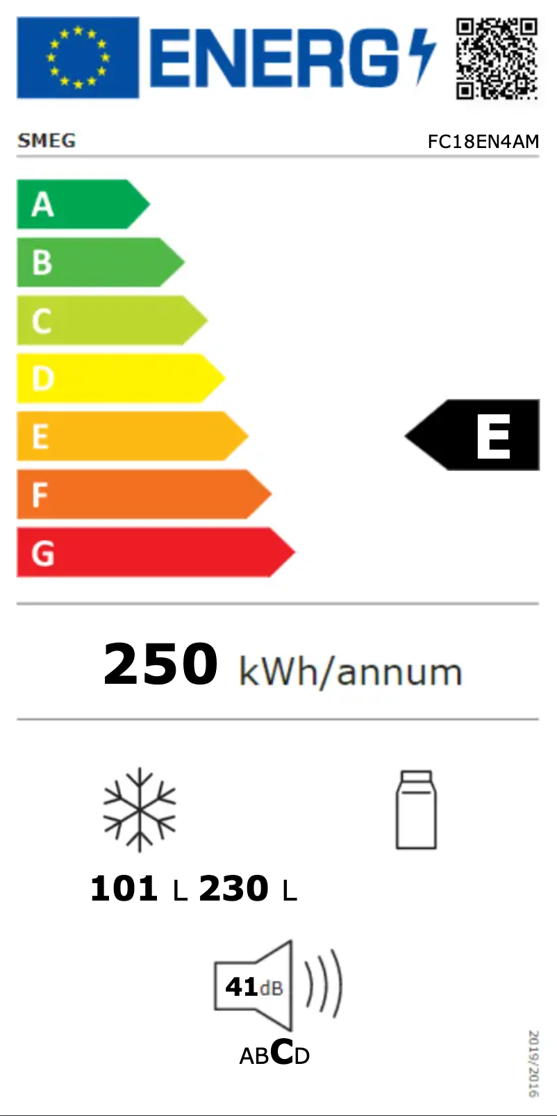Page 1 of the manual Energy Label Smeg FC18EN4AM