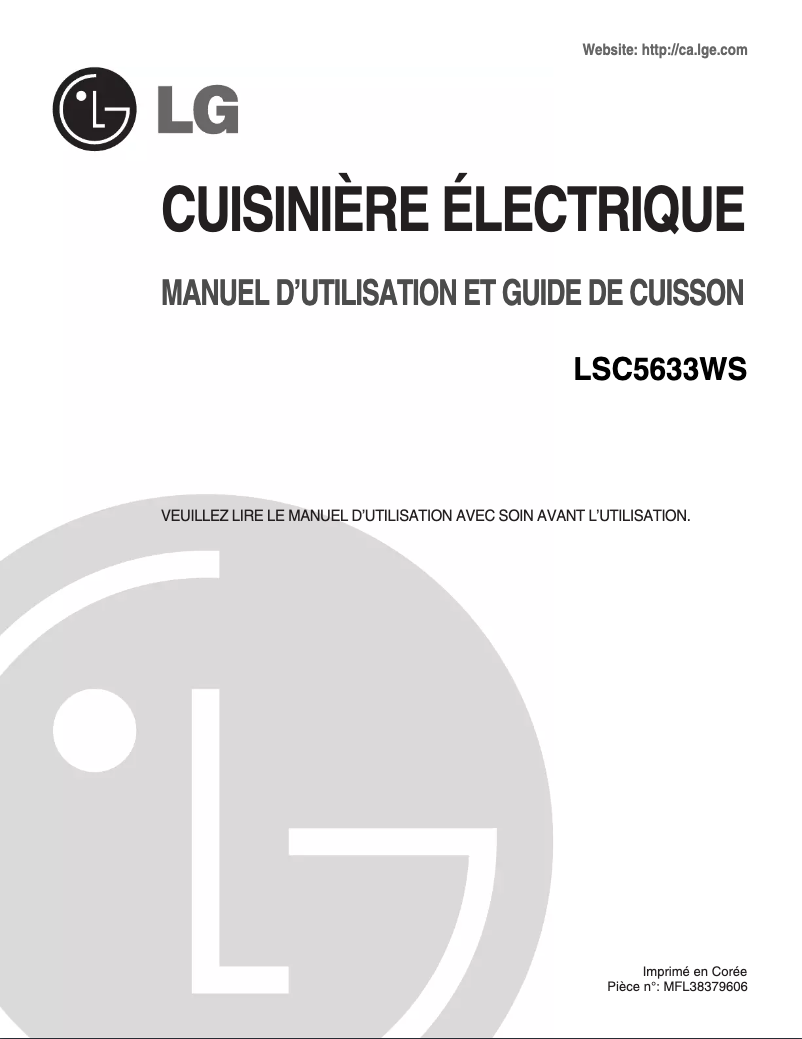 First page image of the manual for LSC5633WS