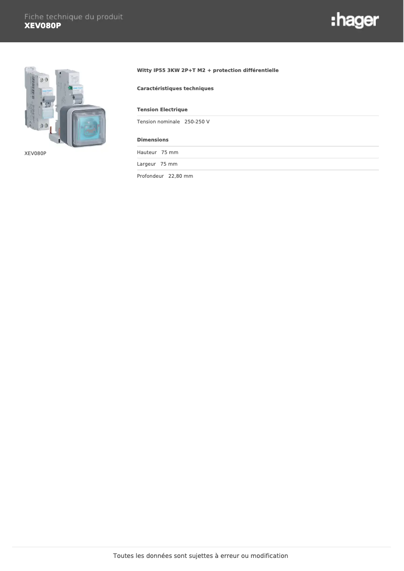 First page image of the manual for XEV080P